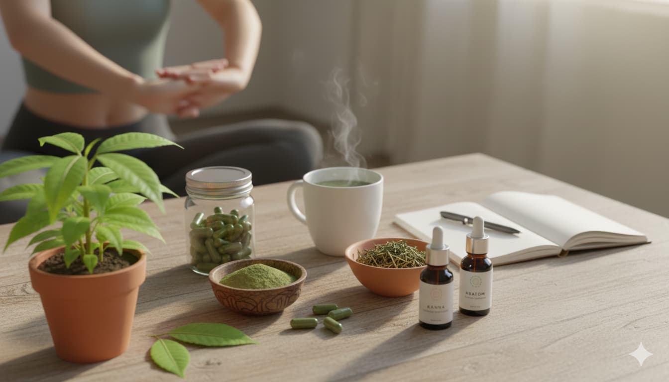 Natural botanical wellness lifestyle with kanna and kratom products for mood and stress support